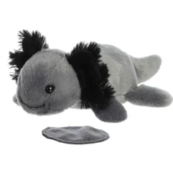Ebon the Stuffed Black Axolotl Magnetic Shoulderkins Plush by Aurora