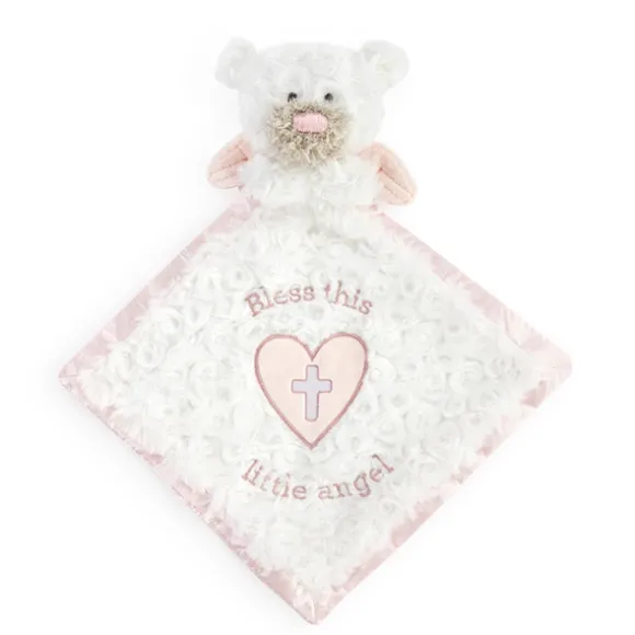 Guardian Angel Baby Safe Plush Pink Bear Blankie by Demdaco