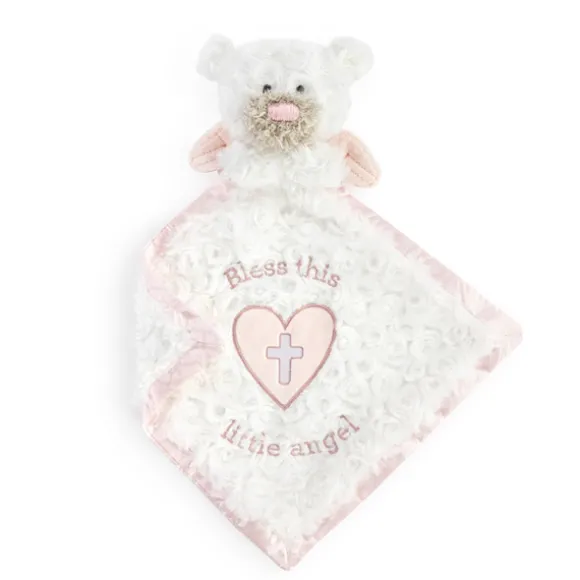 Guardian Angel Baby Safe Plush Pink Bear Blankie by Demdaco