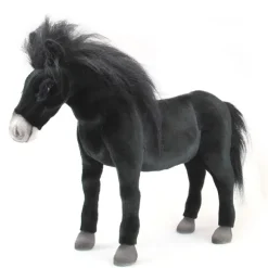 Handcrafted 18 Inch Lifelike Black Horse Stuffed Animal by Hansa
