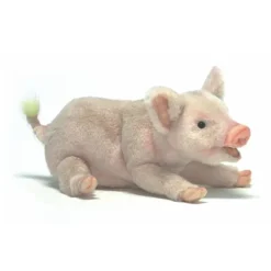 Handcrafted 11 Inch Lying Lifelike Pig Stuffed Animal by Hansa