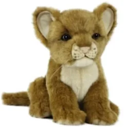 Handcrafted 6 Inch Sitting Lifelike Lion Cub Stuffed Animal by Hansa