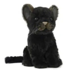 Handcrafted 6 Inch Sitting Lifelike Black Jaguar Stuffed Animal by Hansa