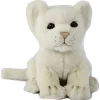 Handcrafted 6 Inch Sitting Lifelike White Lion Cub Stuffed Animal by Hansa