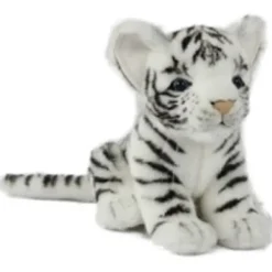 Handcrafted 6 Inch Sitting Lifelike White Tiger Cub Stuffed Animal by Hansa