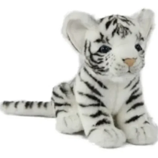 Handcrafted 6 Inch Sitting Lifelike White Tiger Cub Stuffed Animal by Hansa