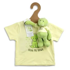 Hear Me Rawr Plush Dinosaur with Matching Toddler T-shirt Gift Set by Demdaco