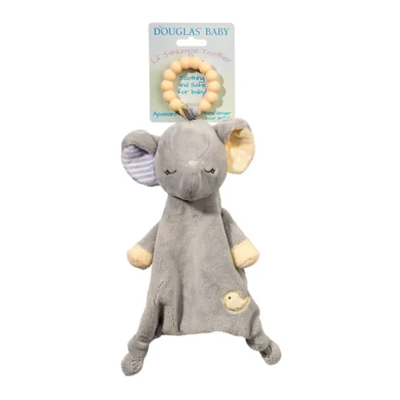 Joey Elephant Baby Safe Plush Lovey with Teether Ring by Douglas