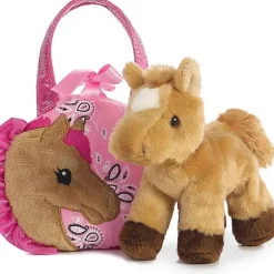 Pink Paisley Fancy Pals Pet Carrier with Plush Horse by Aurora