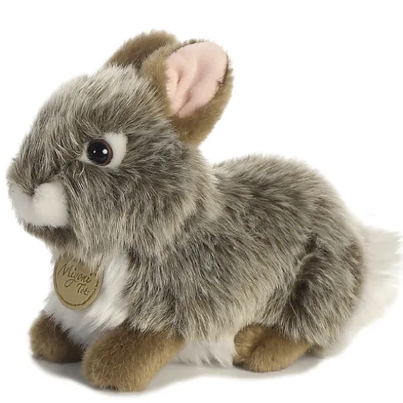 Realistic Stuffed Gray Baby Bunny 7 Inch Miyoni Plush by Aurora