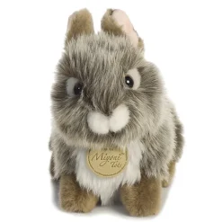 Realistic Stuffed Gray Baby Bunny 7 Inch Miyoni Plush by Aurora