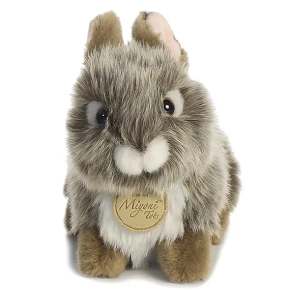 Realistic Stuffed Gray Baby Bunny 7 Inch Miyoni Plush by Aurora