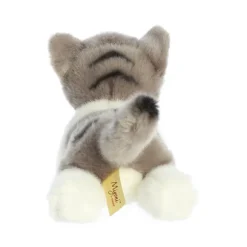 Realistic Stuffed Gray Cat 8 Inch Plush Tabby Cat by Aurora