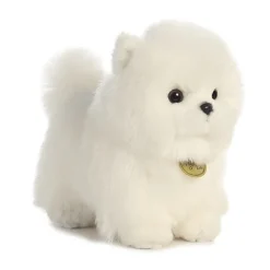Realistic Stuffed White Pompom Puppy 9 Inch Miyoni Plush by Aurora